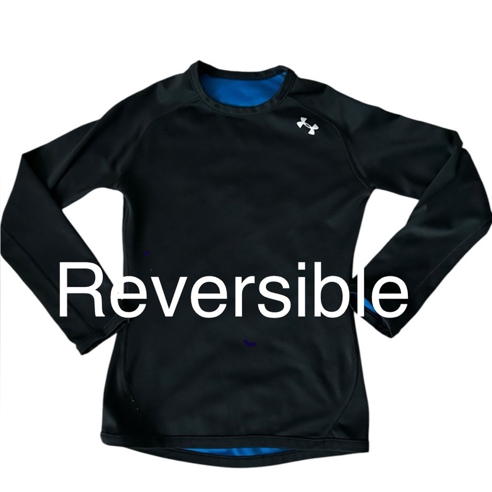 Under Armour Youth All Season Gear Reversible Black/Blue Long Sleeve Shirt